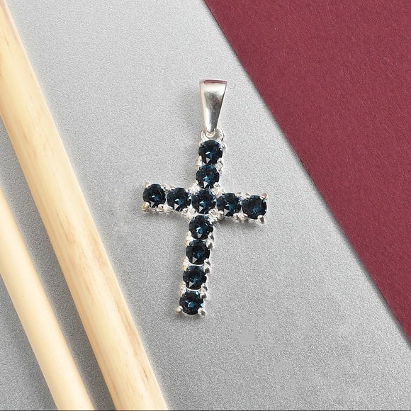 SWAROVSKI Montana Crystal Cross Pendant - Picture 2 of 5